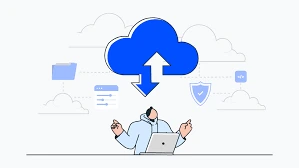 Cloud hosting and backup solutions icon